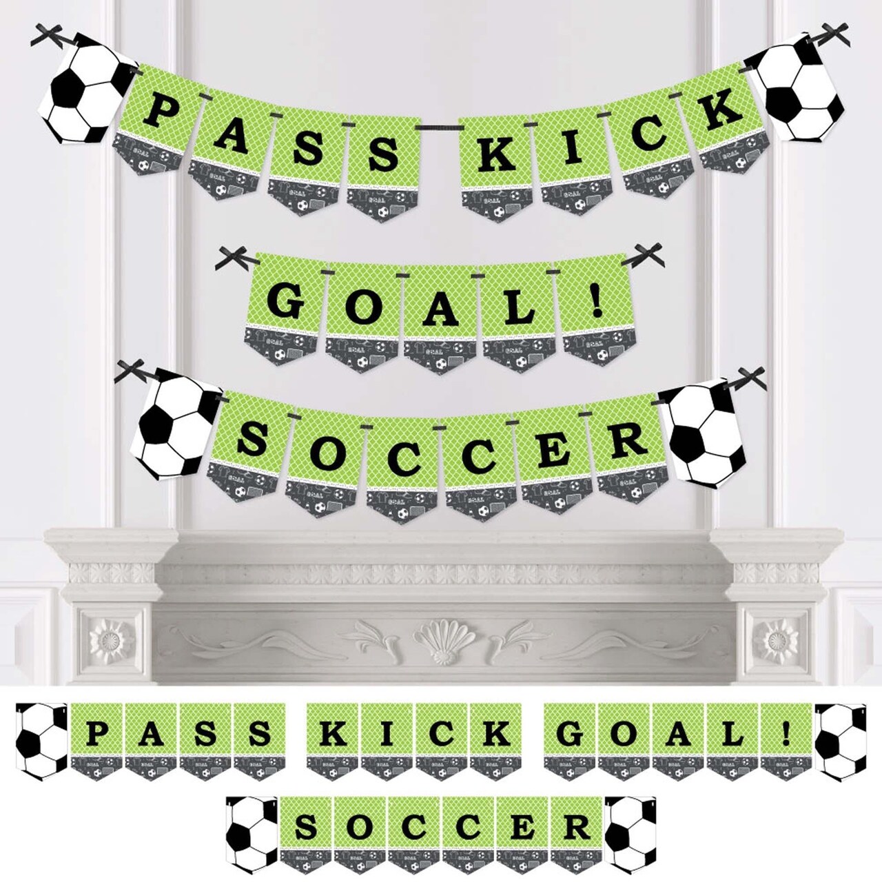 Big Dot of Happiness Goaaal - Soccer - Baby Shower or Birthday Party Bunting Banner - Party Decorations - Pass Kick Goal Soccer